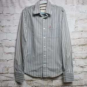 Hollister Button Button Down Grey/White Striped